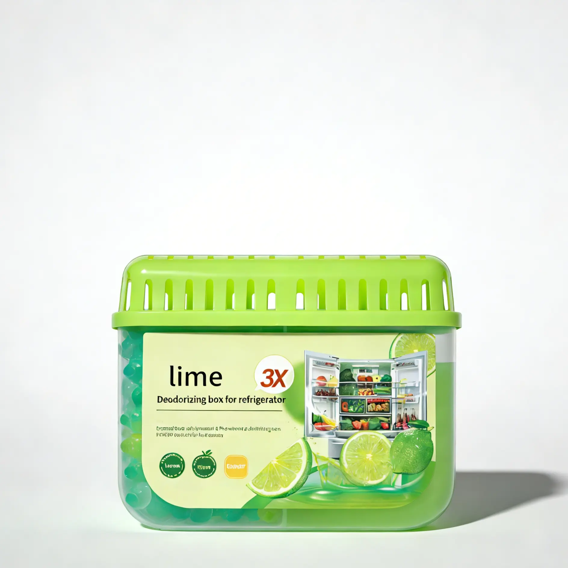 LONLXTOK Solid Natural Citrus Fridge Deodorizer with Lime Extract - Zesty Lime Scent, Odor Eliminator, 24-Month Long-Lasting, 24 Months, Indoor Home Care Natural Deodorizer for Fresh Aroma