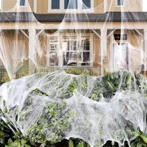 1000 sqft Super Stretch Spider Webs Cobwebs Halloween Decorations with 30 Bonus Fake Spiders for Indoor Outdoor Halloween Party Supplies