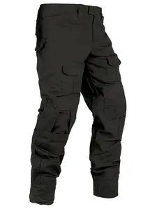 TRGPSG Men's Camo Cargo Trouser - Menswear Workwear Outdoor Hiking Ripstop Pants with Multi Pockets, No Belt, No Kneepad Black