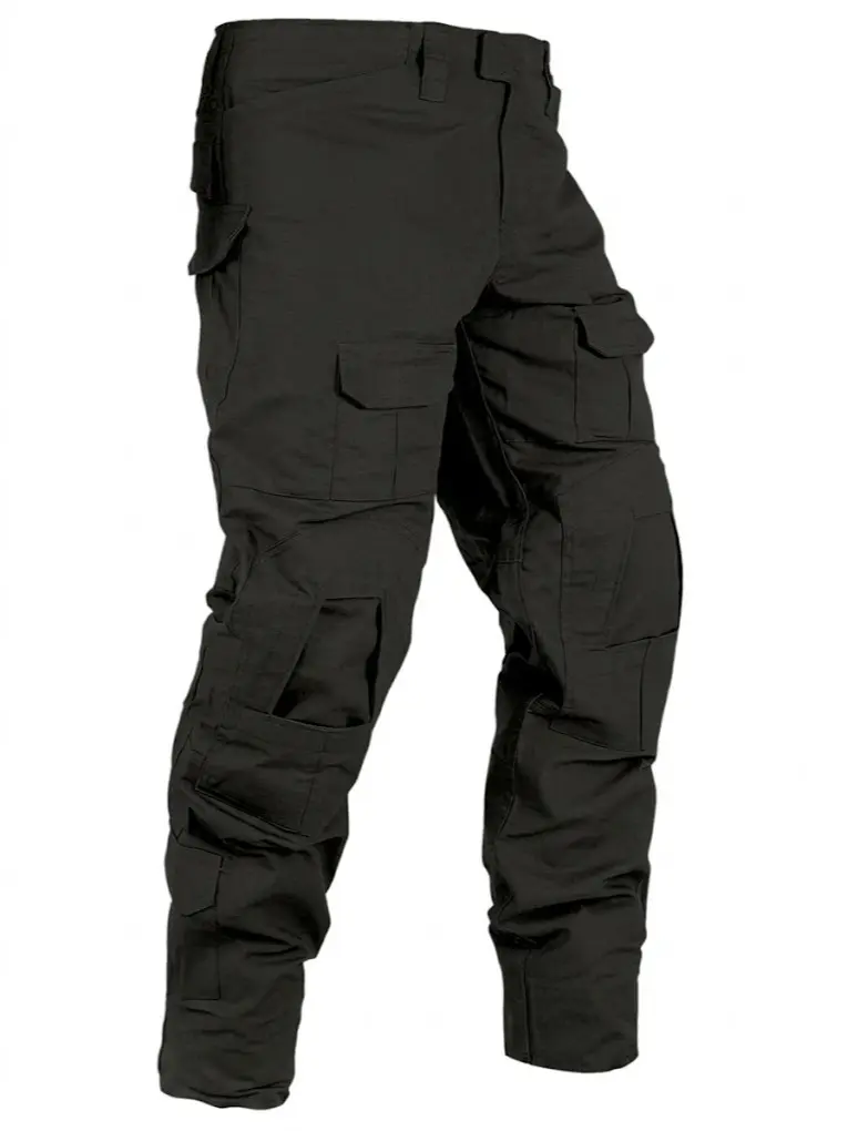 TRGPSG Men's Camo Cargo Trouser - Menswear Workwear Outdoor Hiking Ripstop Pants with Multi Pockets, No Belt, No Kneepad Black