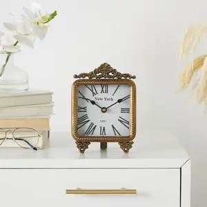 Scroll Gold Metal Antique Style Decorative Clock Scroll Gold Metal Antique Style Decorative Clock