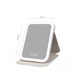 MINISO Square Three Color LED Makeup Mirror Desktop Rechargeable Foldable Vanity Mirror With Adjustable Light For Dressing Table#Summervibes