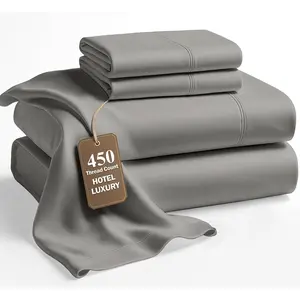 100% Cotton Sheets Full Size - 450 Count Sateen Weave for A Feel - Breathable & Cozy for Year Round - Fits Matresses Upto 15'' Deep - Paloma