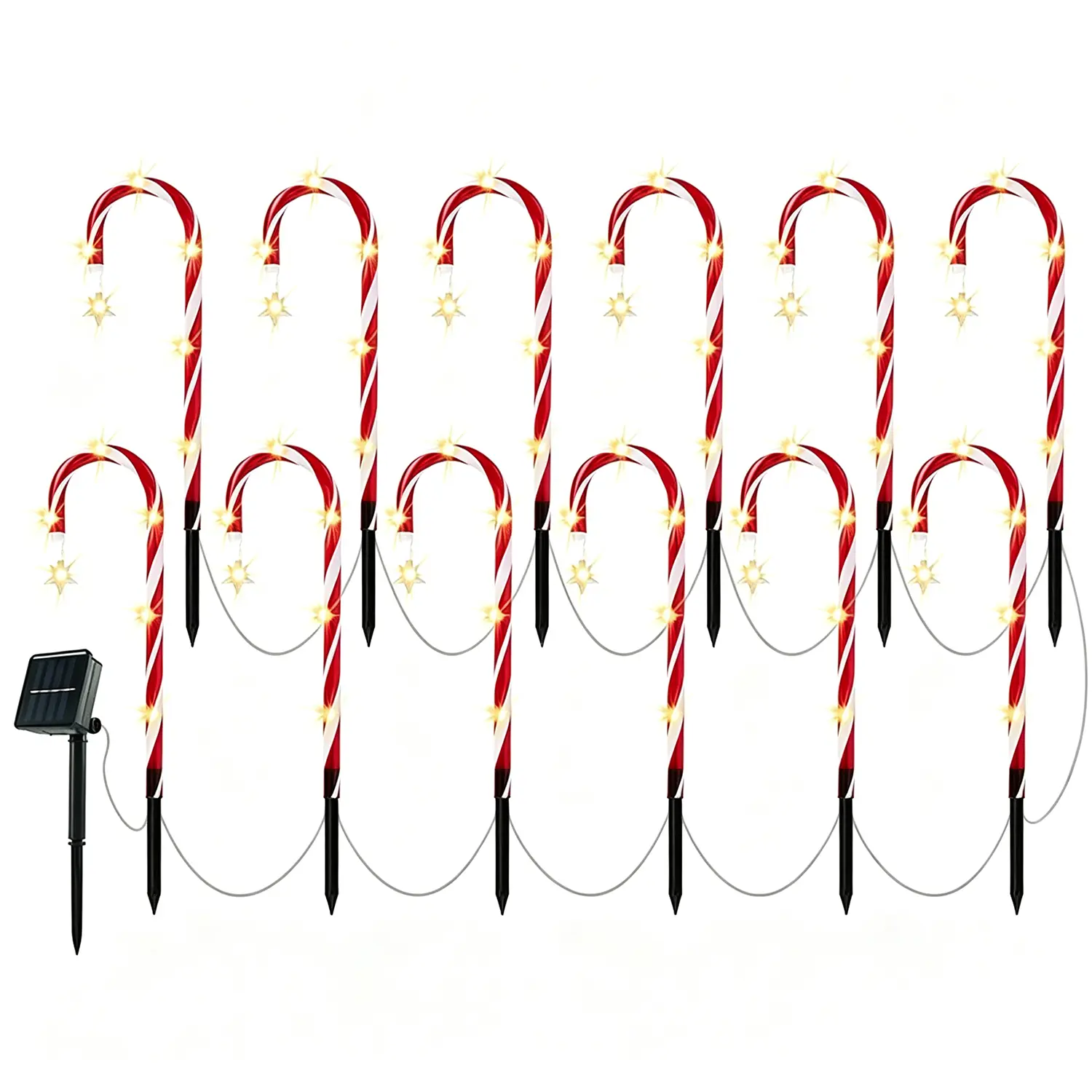 12 Pack 20in Christmas Decorations Outdoor Solar Candy Cane Lights, 8 Modes 72 LEDs Waterproof Outdoor Xmas Decorations for Garden Yard Pathway