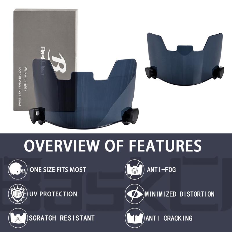 Clear Football Visor,Football Visors for Helmet,Football Helmet Visor Fits Adult & Youth Football Helmets, Anti-Fog, Scratch Resistant Clear Visor Football Face Shield