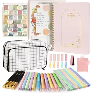 Study Kit -  Journaling Supplies Kit for Women - Highlighters and Pens with Aesthetic Bibles Journal Notebook - Bibles Accessories Annotation Kits - Christian Gifts for Women