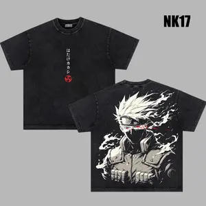 Hatake Kakashi Vintage Washed Oversized T-Shirt – Naruto Anime Graphic Tee, Copy Ninja Kakashi Manga Art Shirt, Soft Cotton Casual Streetwear Apparel, Unisex Top, Gift for Naruto Fans