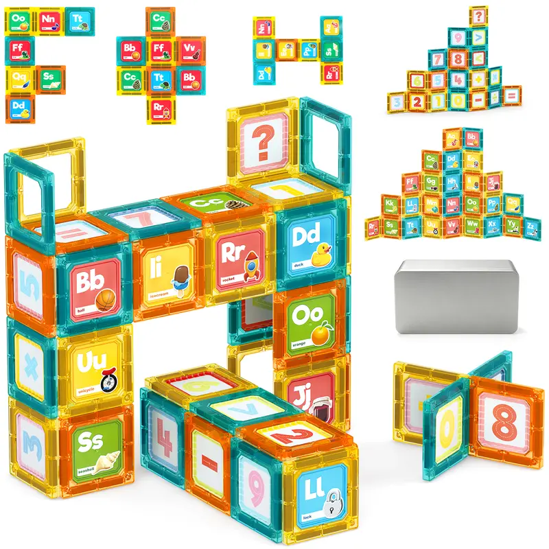 deAO Magnetic Alphabet Tile 88pcs - Educational STEM Learning Toys for Kids 3-8 , Portable Travel Letter Number Math Kit , Montessori Preschool Gifts Boys Girls #sohochic