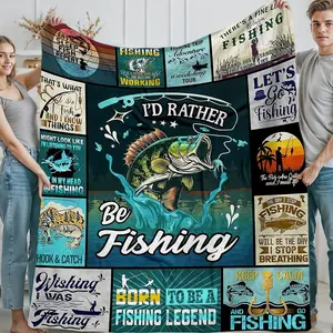 All-Season Multi-Functional Flannel Fishing Blanket - Using High-Definition Digital Printing Technology, Made Of Soft Brushed Polyester Fabric, Portable And Foldable Design, Suitable For Both Men And Women, A Heartfelt Father's Day Gift