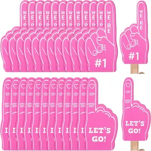 24 Pcs Mini Foam Finger Baseball Fan Mini Foam Finger, We're # 1 Sports Themed Party Supplies for Baseball Hockey Football Basketball Events Team Gifts(Pink)