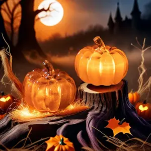 Halloween Pumpkin Lantern LED Light Up Decorations, Perfect for Halloween & Christmas Party Props, Tabletop Decoration Accessories