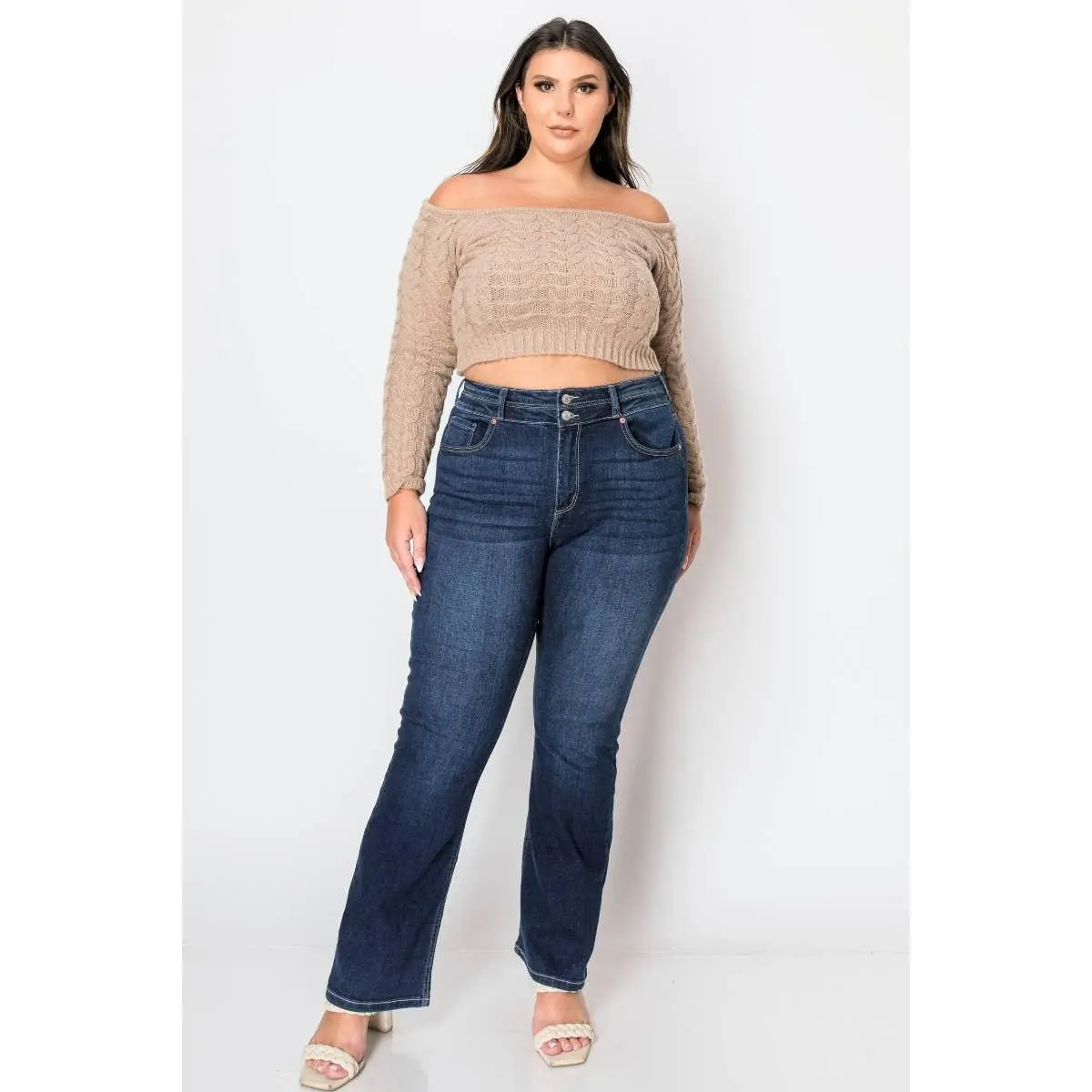 Eco Friendly Corset Double Waistband Bootcut Jeans
