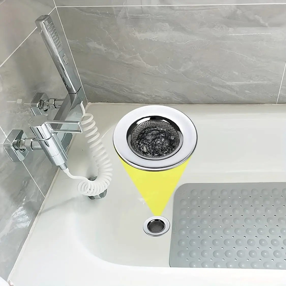 Stainless Steel Bathtub Strainer, 2pcs Sink Strainer, Shower Drain Hair Catcher, Sink Drain Strainer for Home Kitchen Bathroom