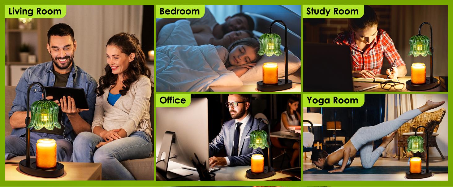 Automatic Timer Essential Oil Candle Lamp with Adjustable Height & Brightness Flameless Aroma Diffuser for Wax Melting Essential Oil Lamps Modern Home Decor Ideal for Living Rooms and Bedrooms Creates a Warm Atmosphere Year Round Flower Design