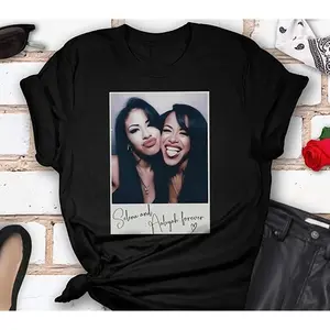 Selena Shirt Aaliyah Tshirt Selena Quintanilla Aaliyah Haughton BFF Sweater 90s Pop Star Tee Hip Hop Tshirt Tejano Queen Of Cumbia Shirt ,Black Color,Size M family vintage animal unisex football fan gift sweater perfect coffee lover dungeon crawler