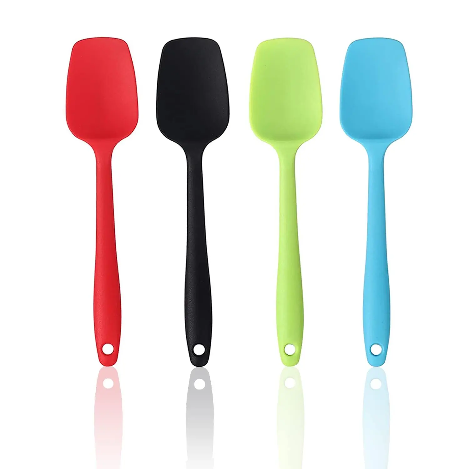 4 Pieces 8 Inch Silicone Spatula Set, Rubber Spoon Spatula for Baking, Heat Resistant Cooking Utensil, Flexible Silicone Spoon Baking Mixing Tool