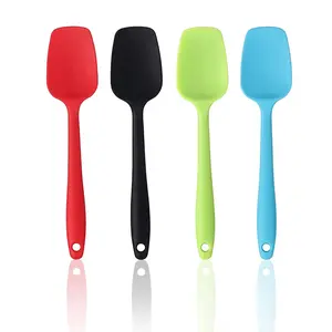 4 Pieces 8 Inch Silicone Spatula Set, Rubber Spoon Spatula for Baking, Heat Resistant Cooking Utensil, Flexible Silicone Spoon Baking Mixing Tool