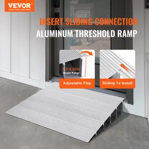 【fathersdaygift】VEVOR Door Threshold Ramp, 5" Rise, 800 lbs Load Capacity, Door Ramp for Wheelchairs, Aluminum Threshold Ramp for Doorways, Adjustable Modular Threshold Ramp for Wheelchairs, Scooters, Power Chairs