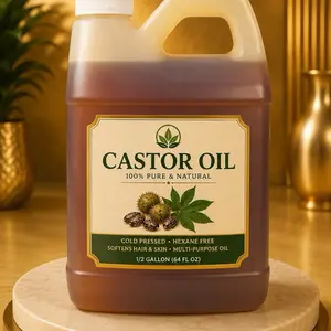 Cold-Pressed Castor Oil, 0.5 Gal - 100% Pure, Unrefined for Hair Growth, Skin Moisturizing