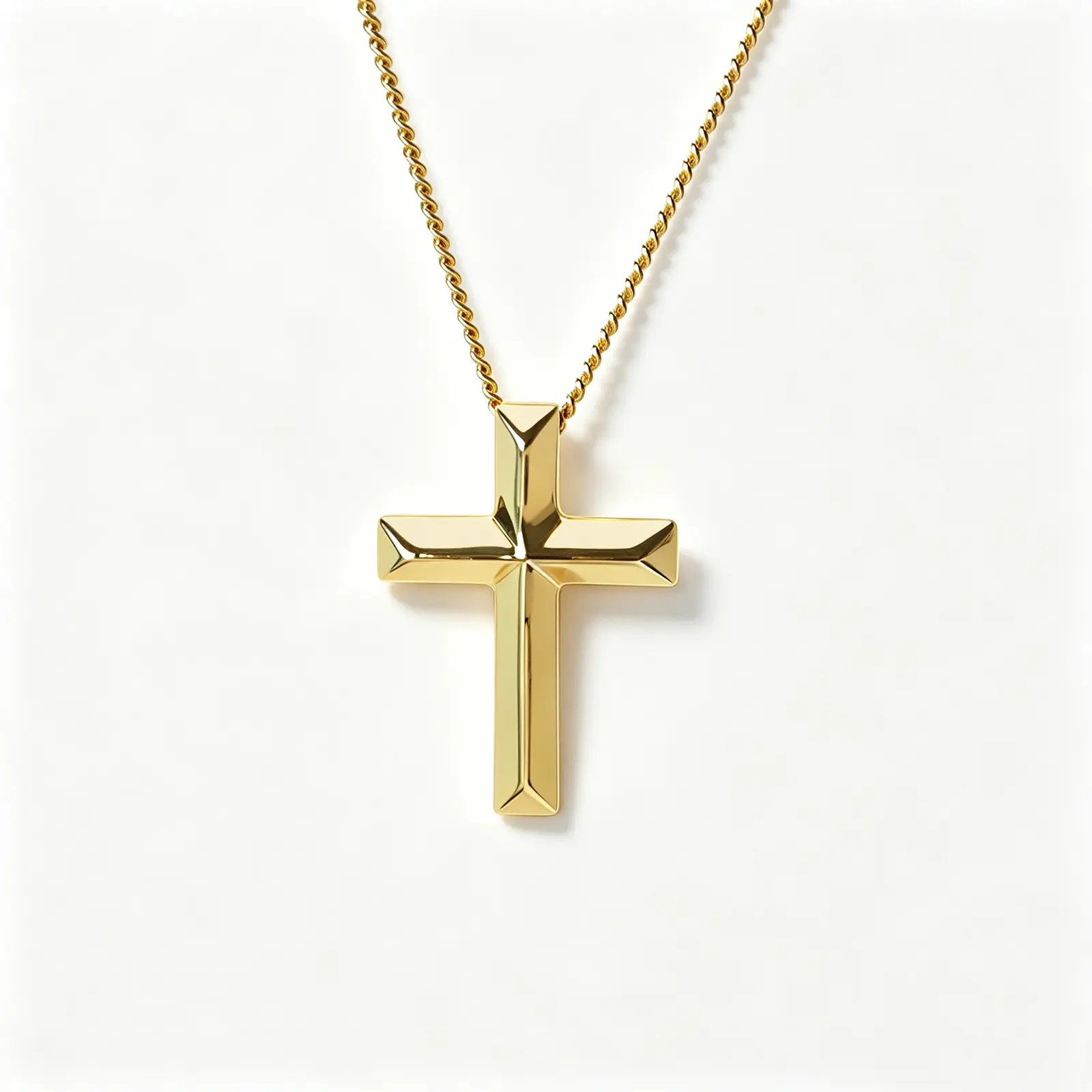 GOECI Polished Cross Pendant Necklace for Men Women Teens, Gold & Silver Tone Curb Chain Cross Necklace, Classic Faith Religious Daily Jewelry Gift