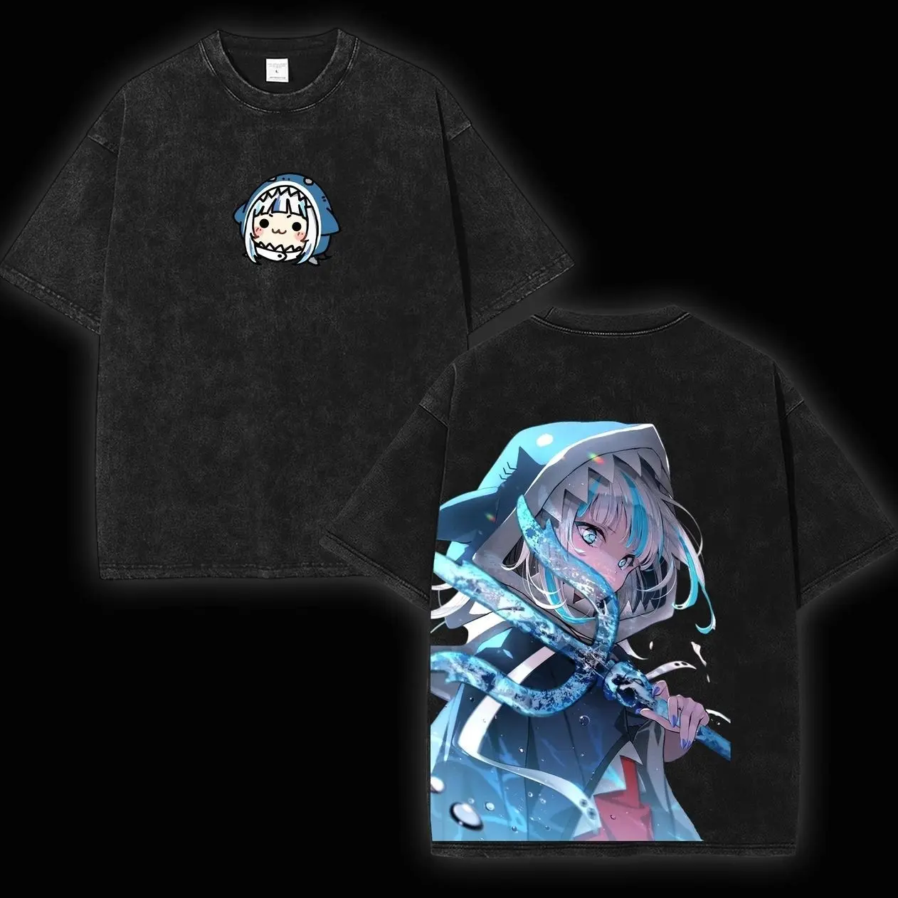 [Comics Zone] Hololive Vtuber Gawr Gura 2.0 Mens Graphic T-Shirt Tops Clothes, Soft Premium Cotton Short-Sleeve, Classic Seamless Round Neck, Heavyweight, Vintage Washed, Relaxed Cut, Retro Oversized, Cold Machine Wash, Casual Fan Gift EAG