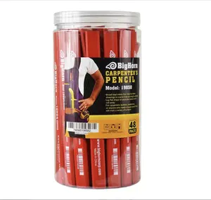 Big Horn 19858 Carpenter's Pencil Pack of 48pcs with Jar - Broad Lead for Detail Drawings and Coarse Lines on Rough Surfaces