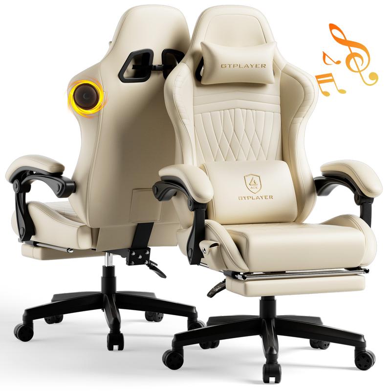 GTPLAYER Gaming Chair with 5.1 Compatible Bluetooth Speakers, High Back Ergonomic Design, 150° Maximum Inclination, PU Leather, Assembly Required