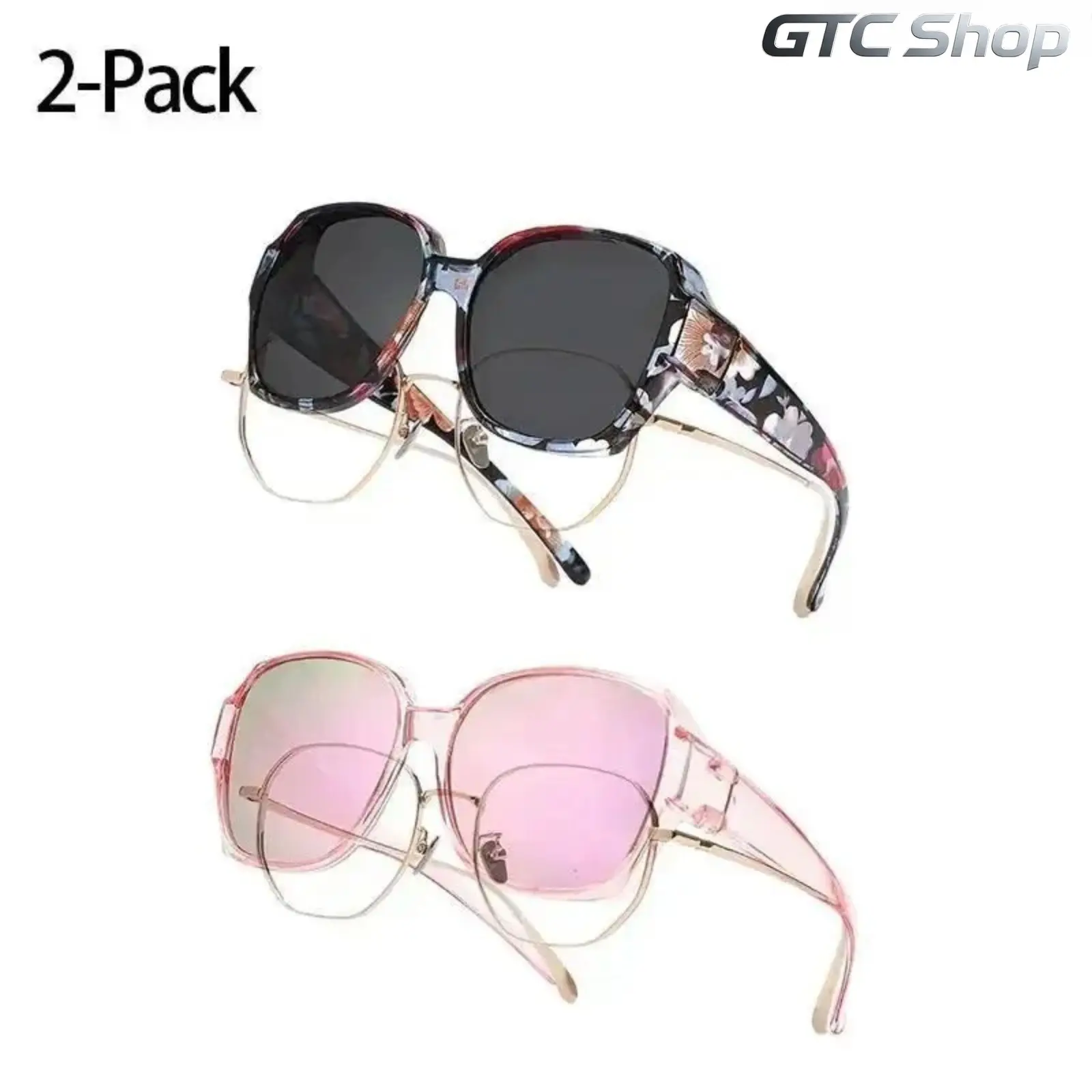 Fit Over Glasses Sunglasses for Women, Oversized Polarized UV400 2 Pack 2-Pack Oversized Polarized Fit Over Sunglasses for Men  main image 2