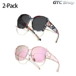 2-Pack Oversized Polarized Fit Over Sunglasses for Men & Women, Geometric Angular Stylish Frame, UV400 Anti-Glare Lightweight Flexible Eyewear, Wear Over Prescription Glasses, Summer Fashion Accessory for Outdoor Daily Wear summerwins