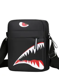 Men's Punk Style Shark Pattern Crossbody Bag, Stylish Crossbody Bag, Fashionable Zipper Shoulder Bag for Daily Used, Casual Trendy Versatile High-quality Daily Commuting Bag, Zippered Sling Bag