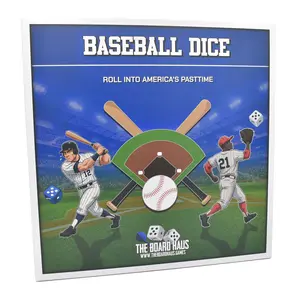 The Board Haus Baseball Dice Game with Detailed Stats Chart for Up to 6 Players Ages 5 and Up Includes Board 6 Player Pawns 3 Dice and Instructions
