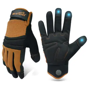 MELOTOUGH Work Gloves for Men Women, Heavy Duty Mechanic Gloves with Touch Screen, Non‑Slip Wear‑Resistant Safety Working Gloves for Garden, Yard, Warehouse, Construction and Daily Work