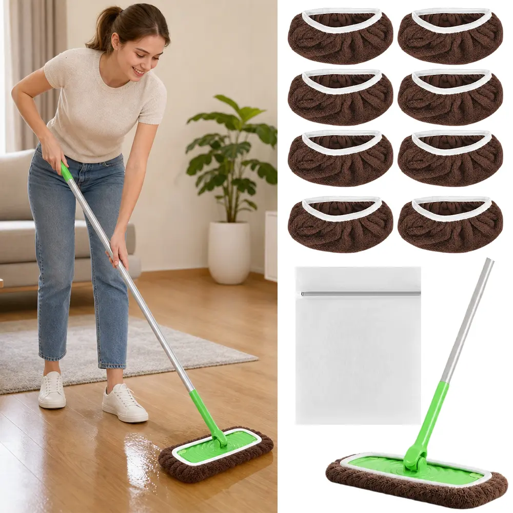 8 Pack Reusable Mop Pads Compatible with Swiffer Sweeper Mops, Dry Flat Mop Cover & Wet Pads Refills,Washable Microfiber Mop Pads for Floor Cleaning (Mop not Included)