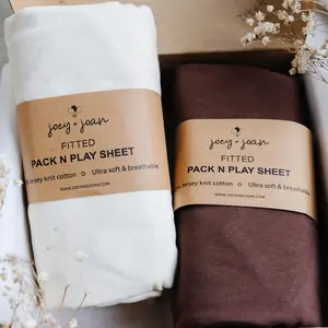 Fitted Sheets for Graco Pack n Play Playard Crib and Other 27 x 39 Inch Playpen Mattress – Cream + Brown (2 Pack)