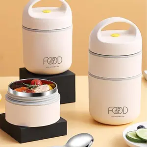 Stainless steel lunch box set (with lid and utensils), 1 set large-capacity food storage container; portable lunch box suitable for camping, picnics, school, and office use.