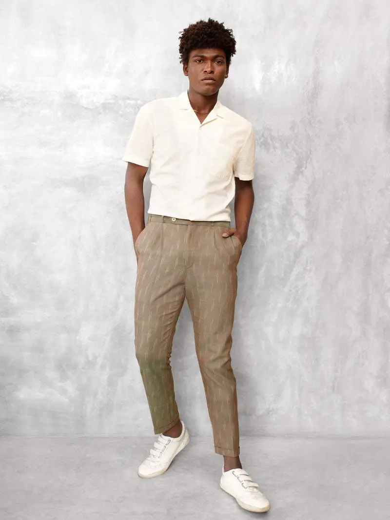 Slim Fit Handwoven Ikat Pants - Peanut Brown (Two tone) Cotton Menswear