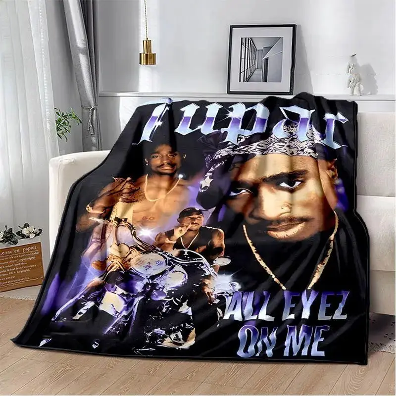 2PAC Hip-Hop Singer Printed Warm Plush Blanket, Soft Comfortable Bedding Throw for Home & Travel, Ideal Birthday Gift