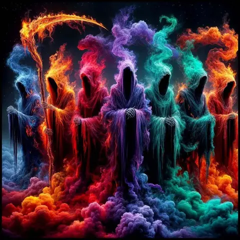 5D DIY Craft Diamond Arts Colorful Painting Kit without Frame, Colorful Grim Reaper Pattern Round Diamond Arts Colorful Painting, DIY Decorative Art Picture for Beginner, Diamond Painting Kits