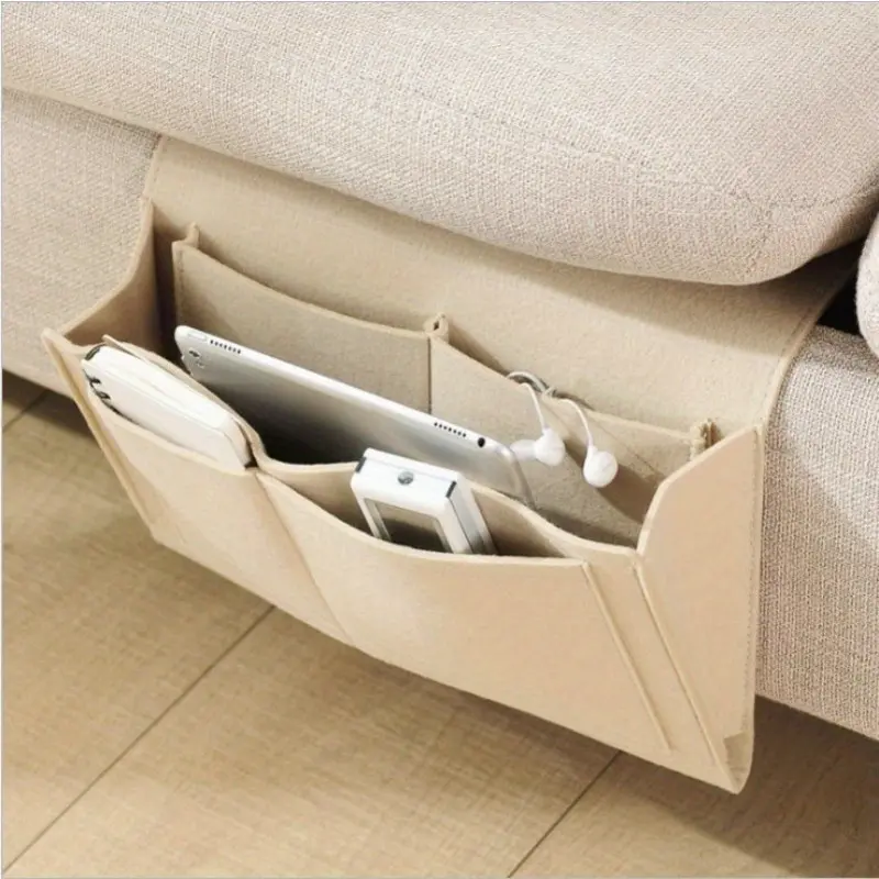 1PC Felt Bedside Durable Storage Organizer, Anti-slip Bedside Bag Bed Sofa Side Pouch Hanging Couch Storage Bed Holder Pockets for Sofa Hangable