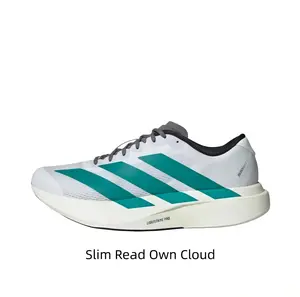 Vibrant white trainers with teal stripes built for fast-paced runs