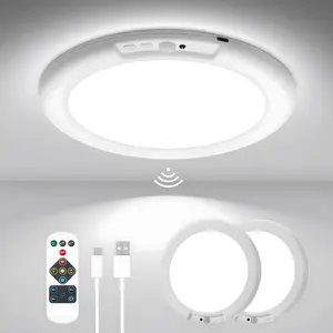 Rechargeable Motion Sensor Ceiling Light with Remote 4000mAh Battery Magnetic Wireless LED Light Dimmable 3 Color Temperatures for Closet Shower Stairs Shed Hallway Porch