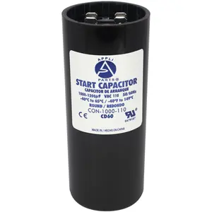 Appli Parts motor start capacitor 1000-1200 Mfd (microfarads) uF 110-125 VAC universal fit for electric motor applications 1-3/4 in Diameter 4-3/8 in Height CON-1000-110