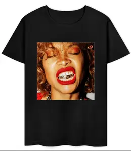 Women's Cotton Erykah Badu Graphic Short-Sleeve T-Shirt - Round Neck, 90s Retro Print, Casual Streetwear, Oversized Loose Fit, All-Season Foldable Party Top (Womenswear), Shortsleeve, Tshirt