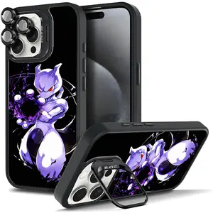 Pokemon Mewtwo Phone Case Cool Anime Aesthetic For Samsung iphone 17/AIR 16 15 14 13 12 11 PRO PLUS MAX COOL Fashionable Tough Magnetic Durable Metal lens frame Film Bracket Stand Gift Full Protection Camera Holder Phone Cases Cover 11X-L1254