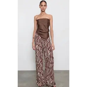 Enza Costa Fluid Twill Scarf Top in Chocolate