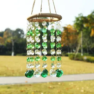 Handmade Green Crystal Sun Catcher – Spinning Garden Wind Chime & Home Decor