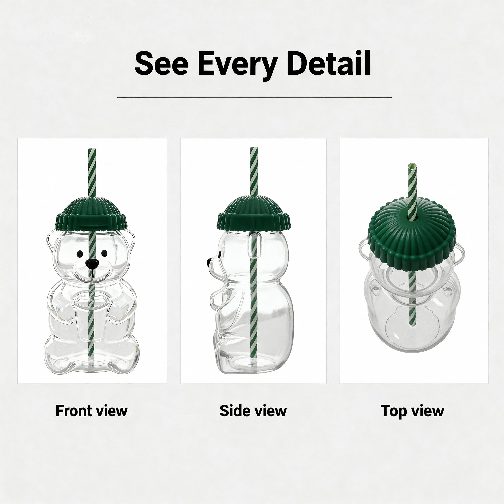 17oz Bear-Shaped  Cup, Cute Reusable  Tumbler with Lid and Straw for Coffee, Milk Tea, Birthday & Holiday Gift (Green) 2026New