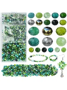 Glass Beads for Jewelry Making, 1000 Pieces in Mixed Sizes 4mm 6mm 8mm Crystal Flat Spacers, DIY Bracelet Necklace Accessories, Bead Assortment