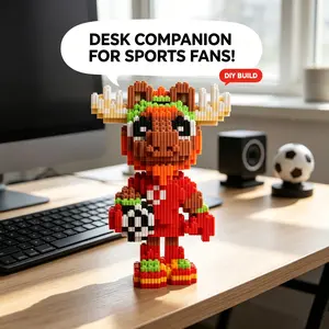 Moose Mascot Soccer Mini Building Blocks Set - 1000+ Pcs Micro Bricks 3D Puzzle Construction Toy, Engaging Mindful Hobby, Cool Room Aesthetic Decoration Gift for Teens