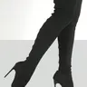 【Black Friday】Women's Solid Color Stiletto Heeled Thigh-High Boots, Elegant Fashion Pointed Toe Footwear for Women, Stylish Boots for Parties and Daily Wear